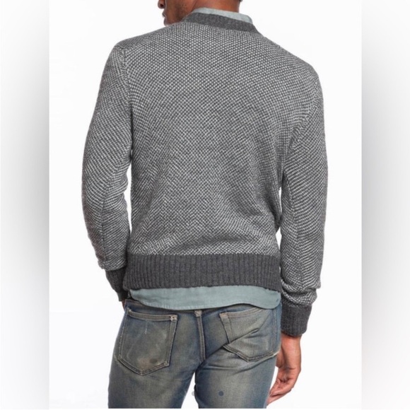 Marine Layer Enzo Contrast Trim Wool Blend Crew Neck Sweater Grey Size Medium - Picture 2 of 9